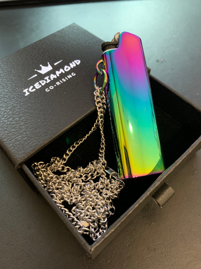 ICEDIAMOND WITHIN REACH lighter holder necklace presented with brand packaging