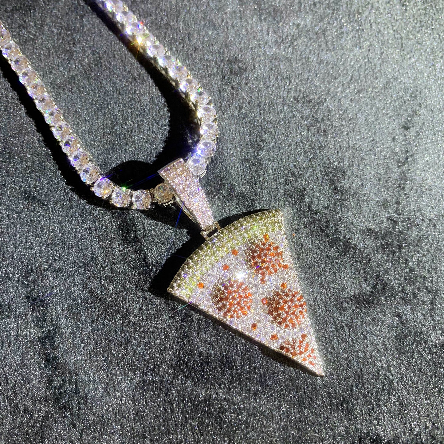 Brilliant Cheers Cheese Pizza Design Pendant Necklace