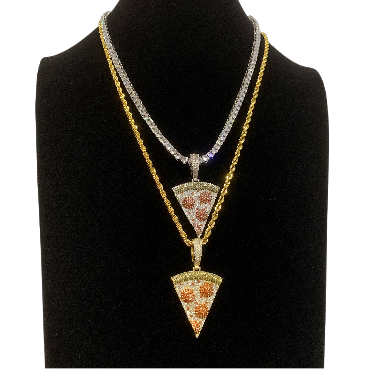 Brilliant Cheers Cheese Pizza Design Pendant Necklace