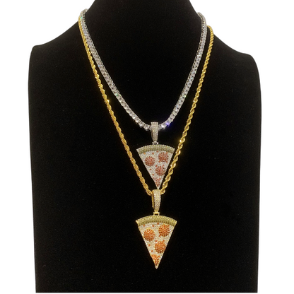 Brilliant Cheers Cheese Pizza Design Pendant Necklace