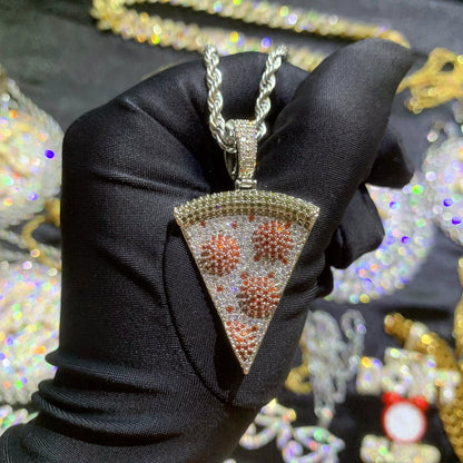 Brilliant Cheers Cheese Pizza Design Pendant Necklace