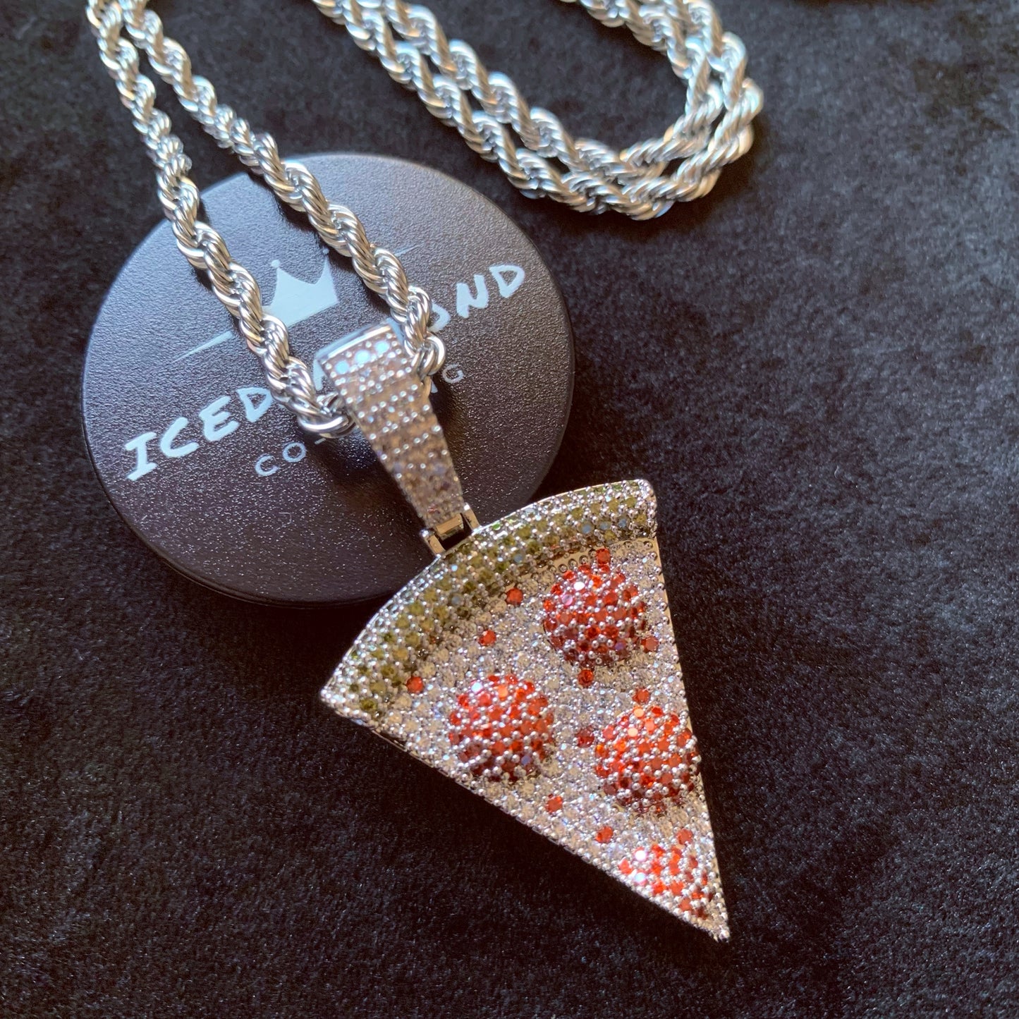 Brilliant Cheers Cheese Pizza Design Pendant Necklace