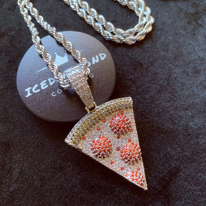 Brilliant Cheers Cheese Pizza Design Pendant Necklace
