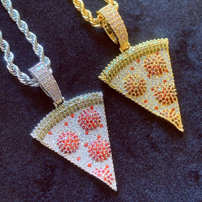 Brilliant Cheers Cheese Pizza Design Pendant Necklace