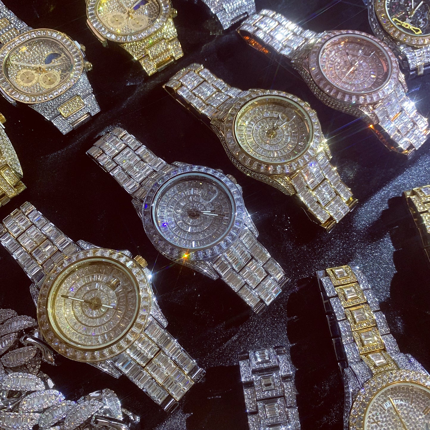 sprkling diamond watches hiphop jewelry