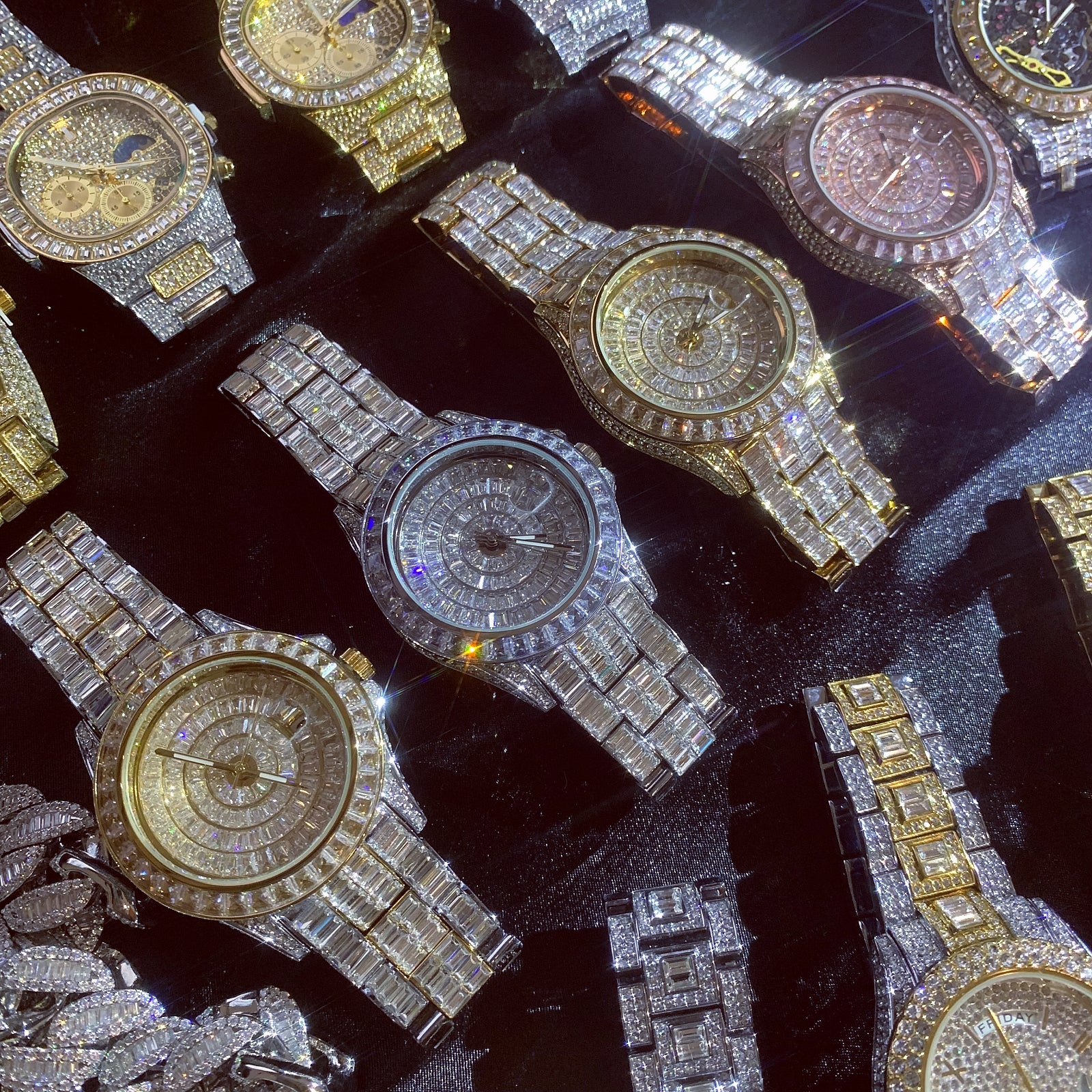 sprkling diamond watches hiphop jewelry