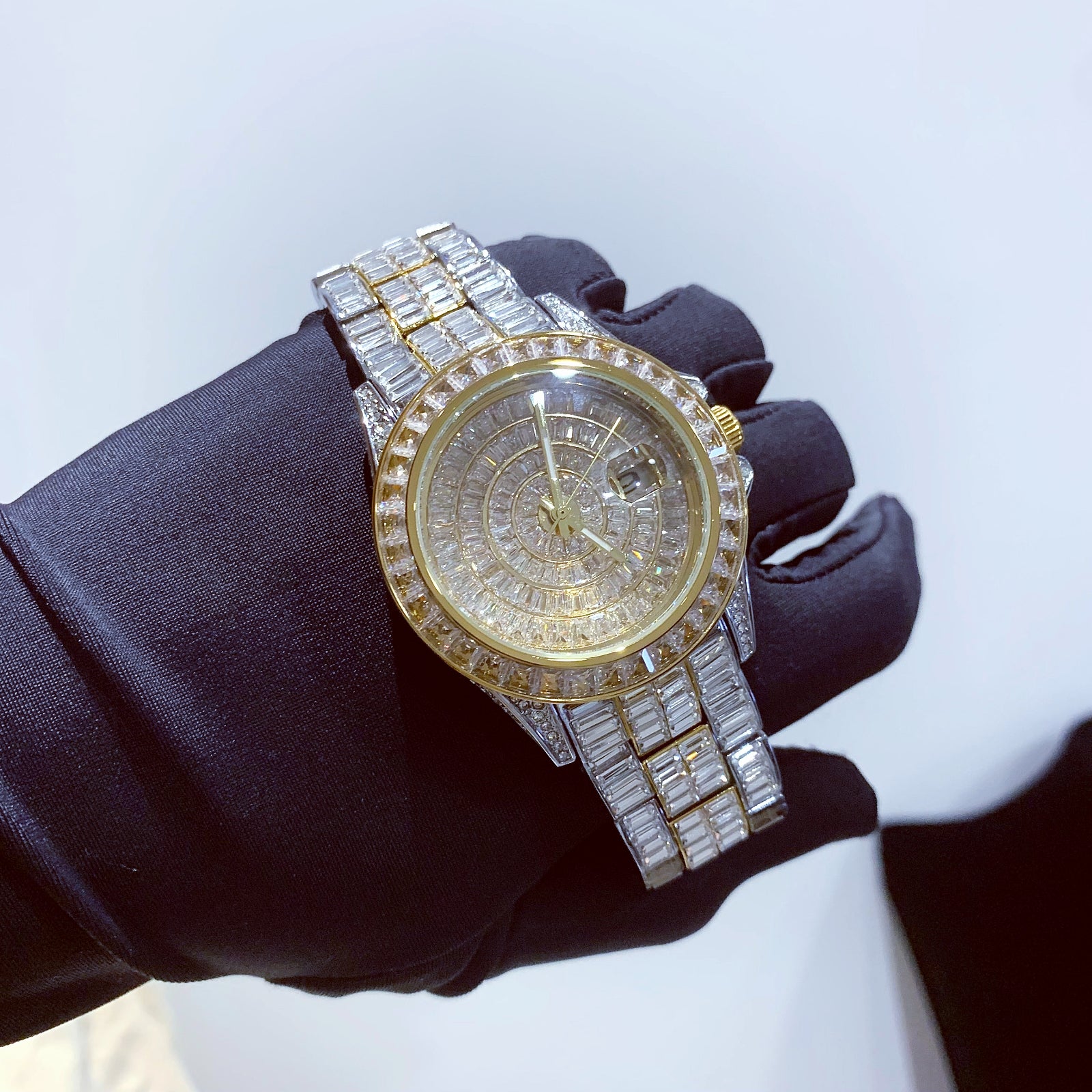 men's bling cz diamond watch