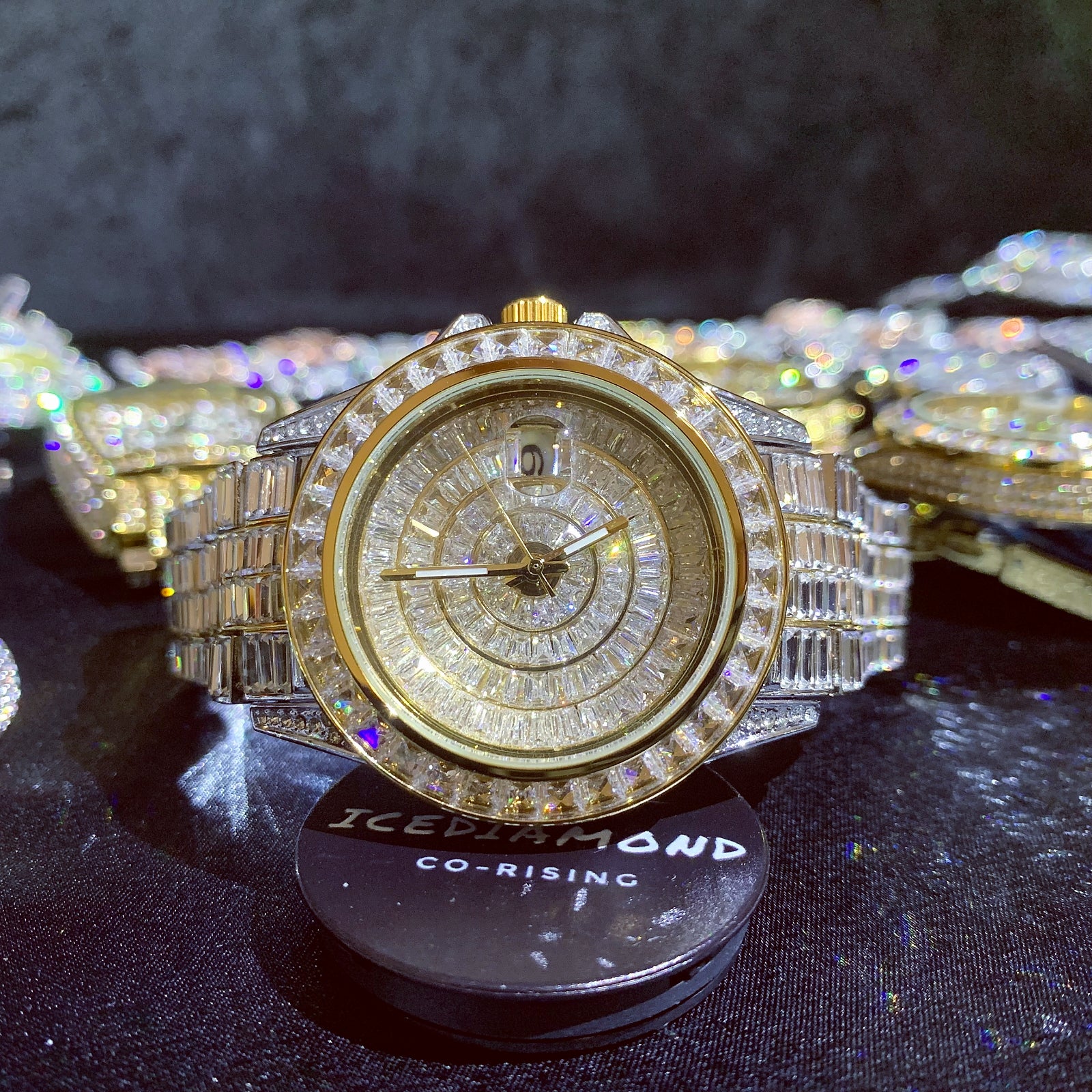 18k plating diamond watch for men