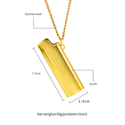 Size detail for 24 by 73 mm metal lighter holder pendant